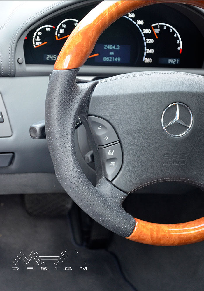 MEC Design W220 S Class Steering wheel buttons in Maybach Style, Walnut or Chestnut