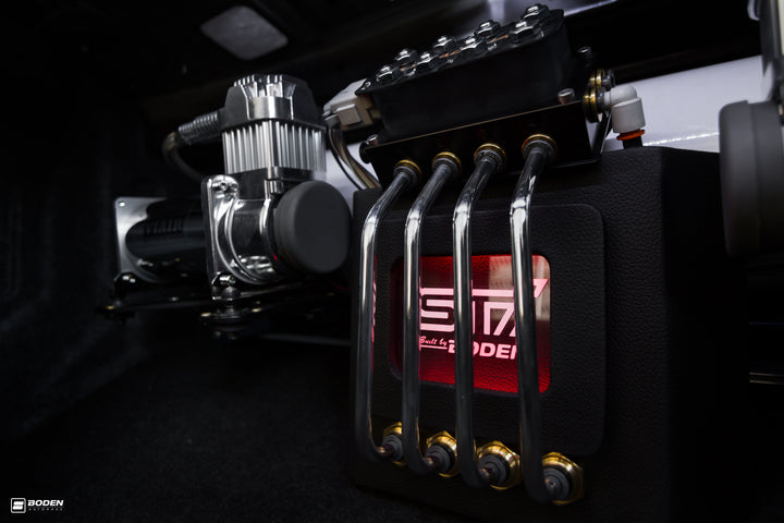 SUBARU STI FORGED WHEELS AND EXHAUST SYSTEM