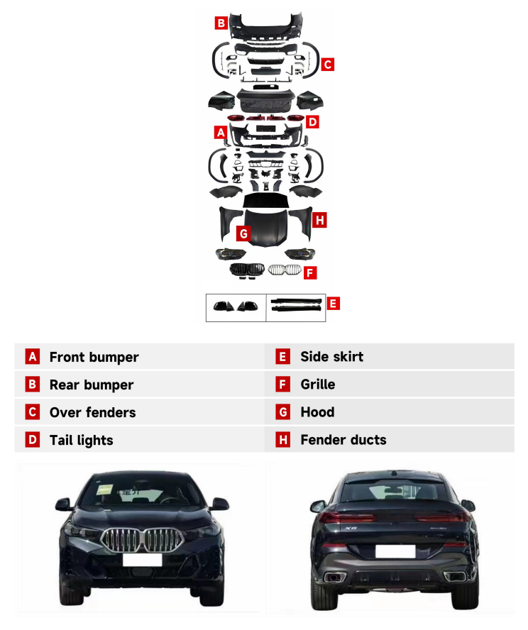 BMW Х6 E71 UPGRADE TO 24Y G06 LCI M-TECH BODY KIT 2009-2014y