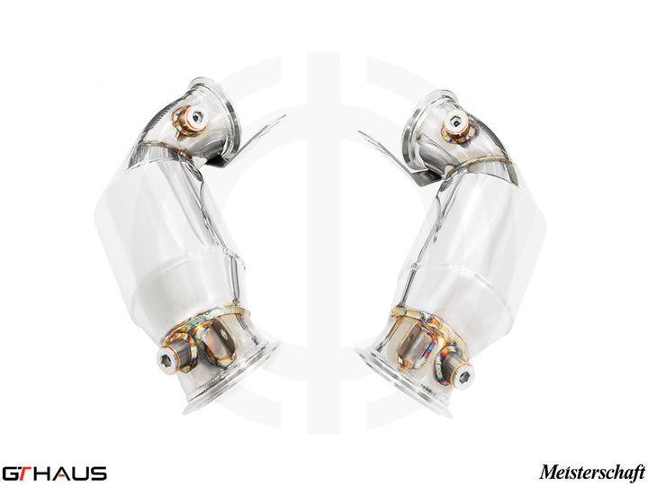 GTHAUS Downpipes for BMW F91/92 M8 / M8 Competition Coupe / Convertible 2020+ - Down Pipes OBD2 - 400 CEL Sport Cats (90mm piping