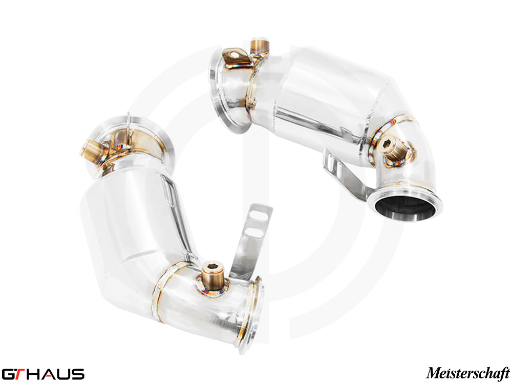 GTHAUS Downpipes for BMW F91/92 M8 / M8 Competition Coupe / Convertible 2020+ - Down Pipes OBD2 - 400 CEL Sport Cats (90mm piping