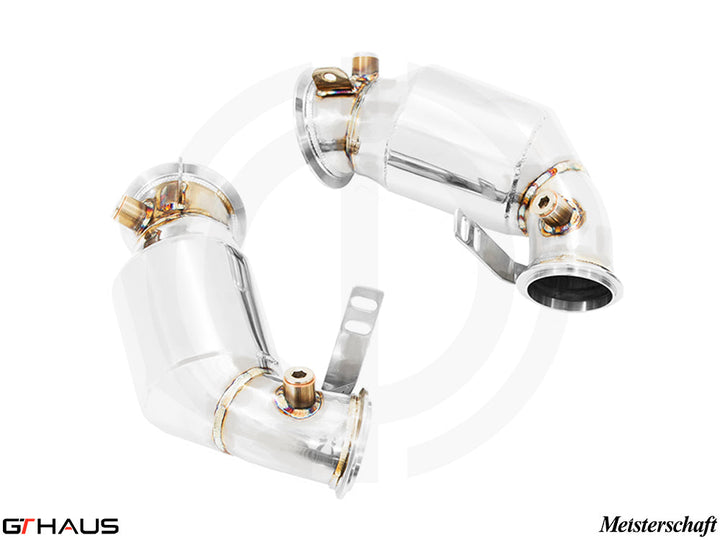 GTHAUS Downpipes for BMW F91/92 M8 / M8 Competition Coupe / Convertible 2020+ - Down Pipes OBD2 - 400 CEL Sport Cats (90mm piping