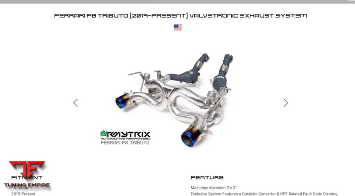 ARMYTRIX FERRARI 488 GTB / SPIDER (2015-2020) VALVETRONIC EXHAUST SYSTEM