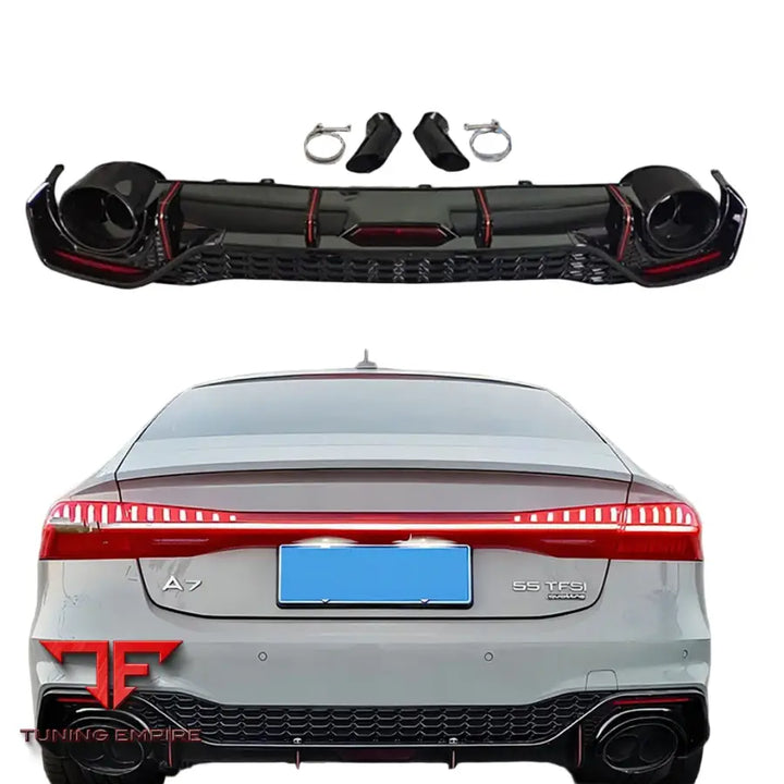 AUDI A7 RS7 GLOSS BLACK REAR DIFFUSER EXHAUST MUFFLER