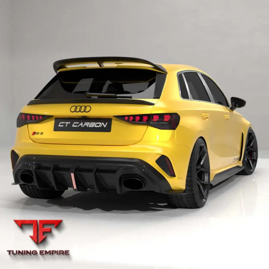 AUDI RS3 8Y 2025+ FACELIFT SPORTBACK CARBON FIBRE DIFFUSER WITH LED LIGHT - V2 - CT CARBON