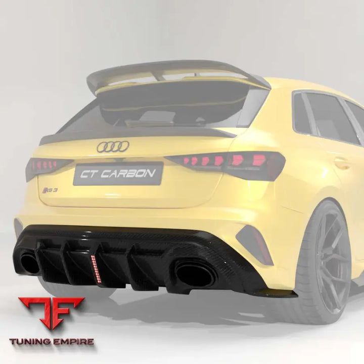 AUDI RS3 8Y 2025+ FACELIFT SPORTBACK CARBON FIBRE DIFFUSER WITH LED LIGHT - V2 - CT CARBON