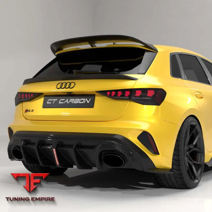AUDI RS3 8Y 2025+ FACELIFT SPORTBACK CARBON FIBRE DIFFUSER WITH LED LIGHT - V2 - CT CARBON