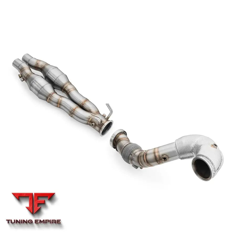 AUDI TTRS 2.5 TFSI DOWNPIPE WITH HEAT SHIELD AND CATALYTIC CONVERTERS