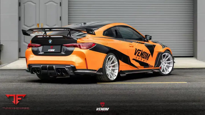 BMW M3 G80 G81 & M4 G82 G83 DRY PRE-PREG CARBON VENOM SPORT SERIES REAR DIFFUSER & CANARDS - Rear Diffuser