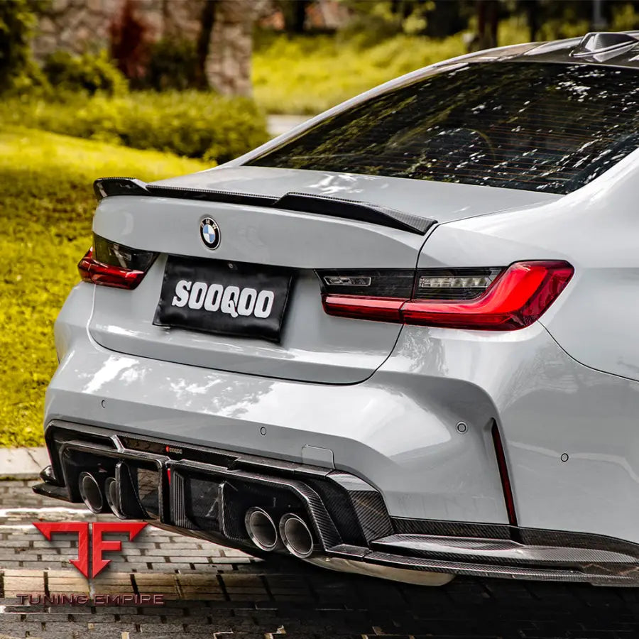 BMW M3 G80 REAR DIFFUSER W/BRAKE LIGHT IN PREPREG CARBON FIBRE (V1) - Carbon Fibre Parts