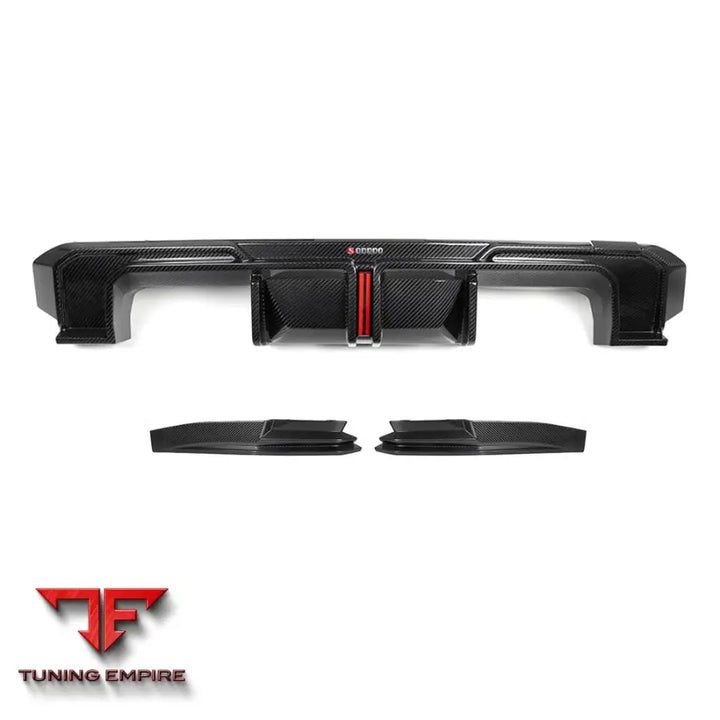 BMW M3 G80 REAR DIFFUSER W/BRAKE LIGHT IN PREPREG CARBON FIBRE (V1) - Carbon Fibre Parts