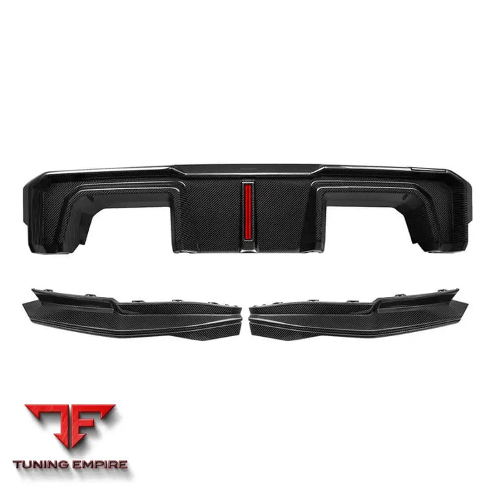 BMW M3 G80 REAR DIFFUSER W/BRAKE LIGHT IN PREPREG CARBON FIBRE (V2) - Carbon Fibre Parts