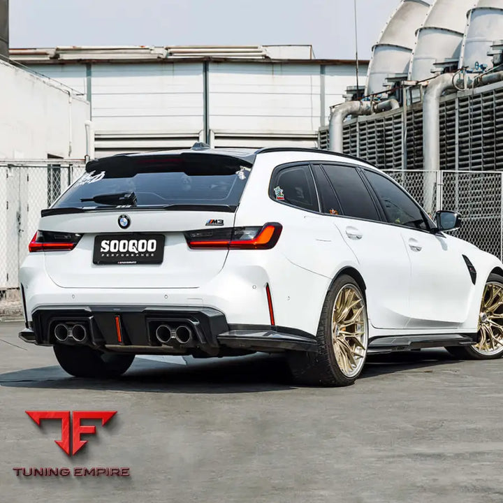 BMW M3 G80 REAR DIFFUSER W/BRAKE LIGHT IN PREPREG CARBON FIBRE (V2) - Carbon Fibre Parts