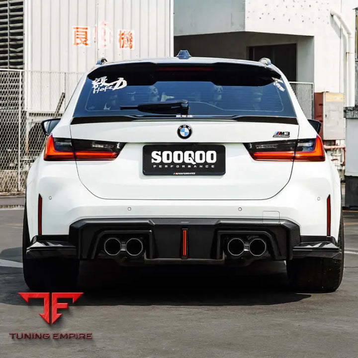 BMW M3 G80 REAR DIFFUSER W/BRAKE LIGHT IN PREPREG CARBON FIBRE (V2) - Carbon Fibre Parts