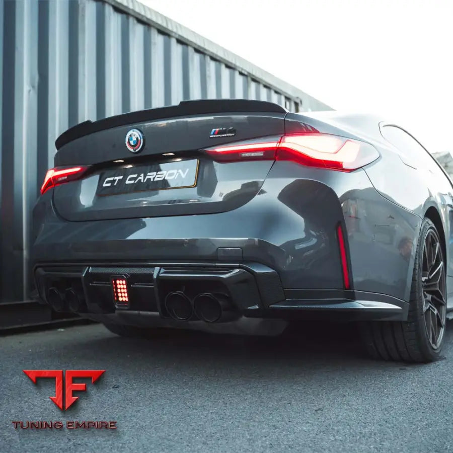 BMW M3/M4 G80/G81/G82/G83 CARBON FIBRE DIFFUSER WITH LED - V3 - CT CARBON
