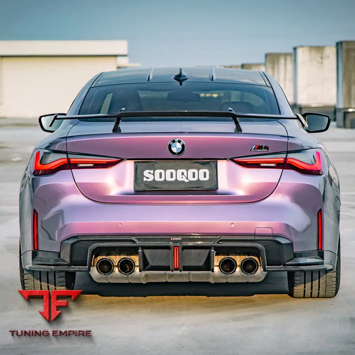 BMW M4 G82 REAR DIFFUSER W/BRAKE LIGHT IN PREPREG CARBON FIBRE (V1) - Carbon Fibre Parts
