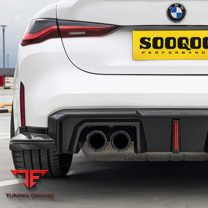 BMW M4 G82 REAR DIFFUSER W/BRAKE LIGHT IN PREPREG CARBON FIBRE (V2) - Carbon Fibre Parts