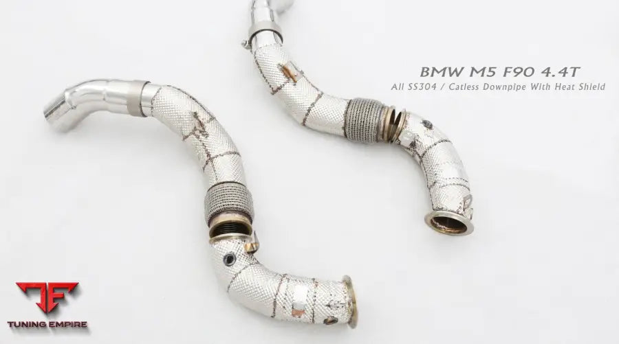 Bmw M5 F90 All Ss304 Catless Downpipe With Heat Shield Exhaust System