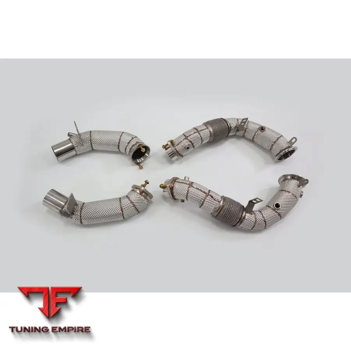 BMW M550i 750i 850i STAINLESS STEEL RAZOR EXHAUST DOWNPIPE WITH HEAT SHIELD