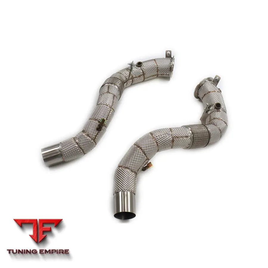 BMW X5/X6 M50i G05 G06 4.4T STAINLESS STEEL RAZOR EXHAUST DOWNPIPE WITH HEAT SHIELD