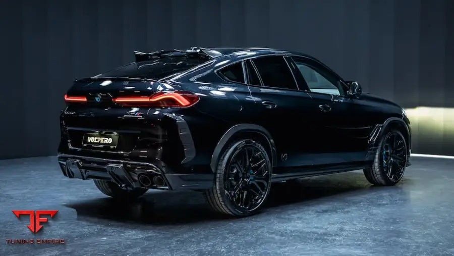 BMW X6 M carbon body kit, rear three-quarter view