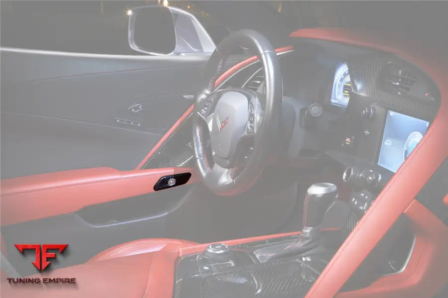 CORVETTE C7 Z06 GRANDSPORT DRY CARBON FIBER INTERIOR DOOR HANDLE MOLDING COVER TRIMS BSD