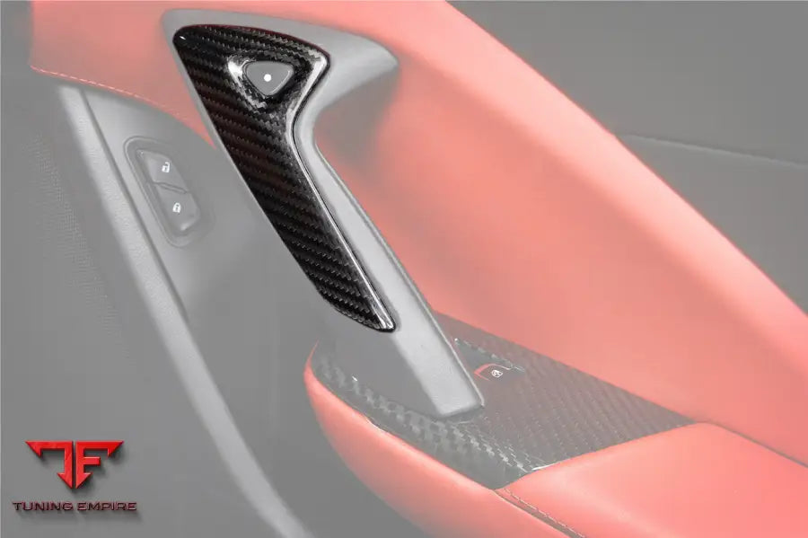 CORVETTE C7 Z06 GRANDSPORT DRY CARBON FIBER INTERIOR DOOR HANDLE MOLDING COVER TRIMS BSD