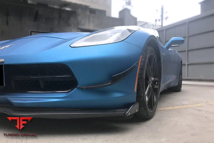 CORVETTE C7 Z51 Z06 GRANDSPORT CARBON FIBER STAGE3 STYLE FRONT LIP WITH STAGE2 WINGLETS BSD