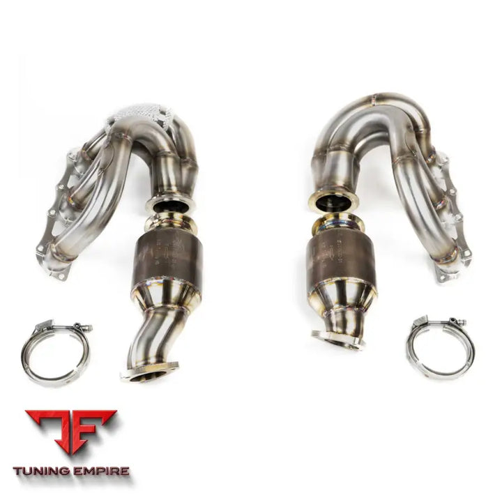 FABSPEED PORSCHE 981 CAYMAN GT4/BOXSTER SPYDER HEADERS WITH HJS CATALYTIC CONVERTERS (2015-2016)