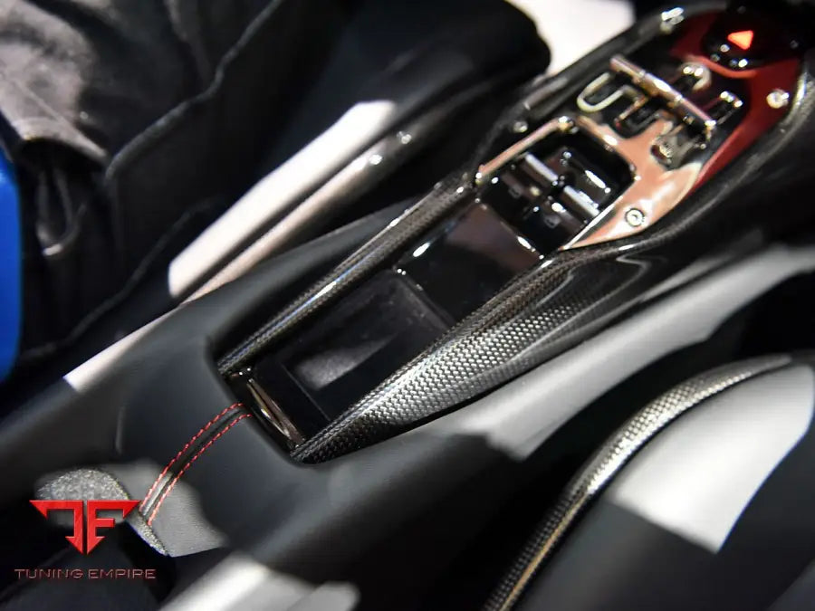 FERRARI 296 GTB & GTS OE STYLE DRY CARBON FIBER CENTER CONTROL SURROUND PANEL FRONT END