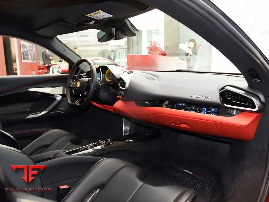 FERRARI 296 GTB & GTS OE STYLE DRY CARBON FIBER CENTER CONTROL SURROUND PANEL FRONT END