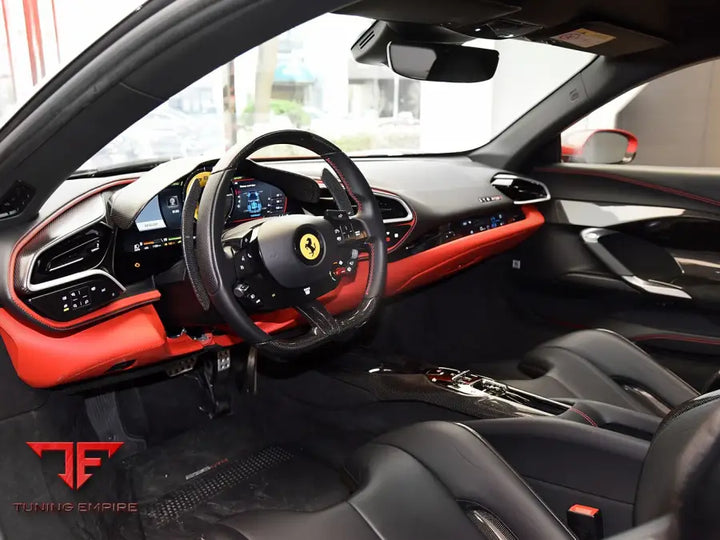 FERRARI 296 GTB & GTS OE STYLE DRY CARBON FIBER CENTER CONTROL SURROUND PANEL FRONT END