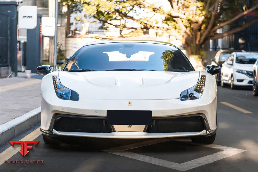 FERRARI 458 COUPE & SPYDER BKSS STYLE CARBON FIBER HOOD AND PARTIAL CARBON FIBER FRONT BUMPER BSD