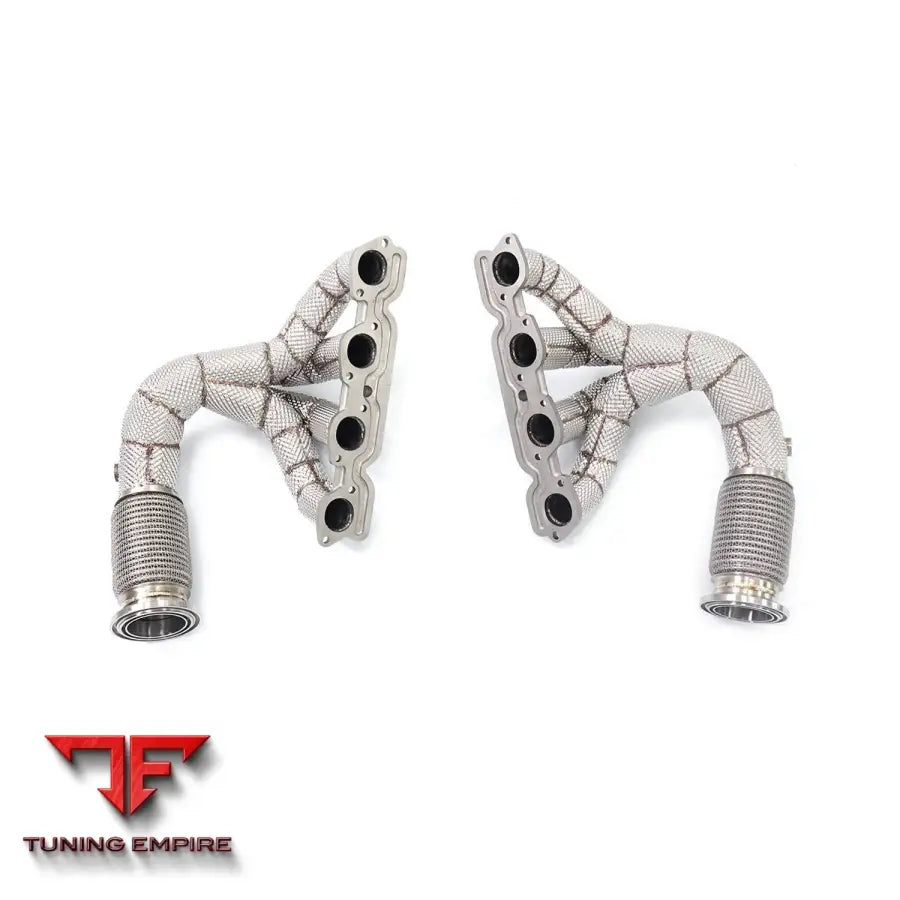 FERRARI 458 ITALIA STAINLESS STEEL RAZOR EXHAUST MANIFOLD WITH HEAT SHIELD