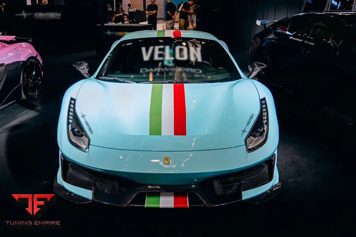 FERRARI 488 GTB & SPYDER PISTA STYLE FRONT BUMPER SET W/HOOD BSD