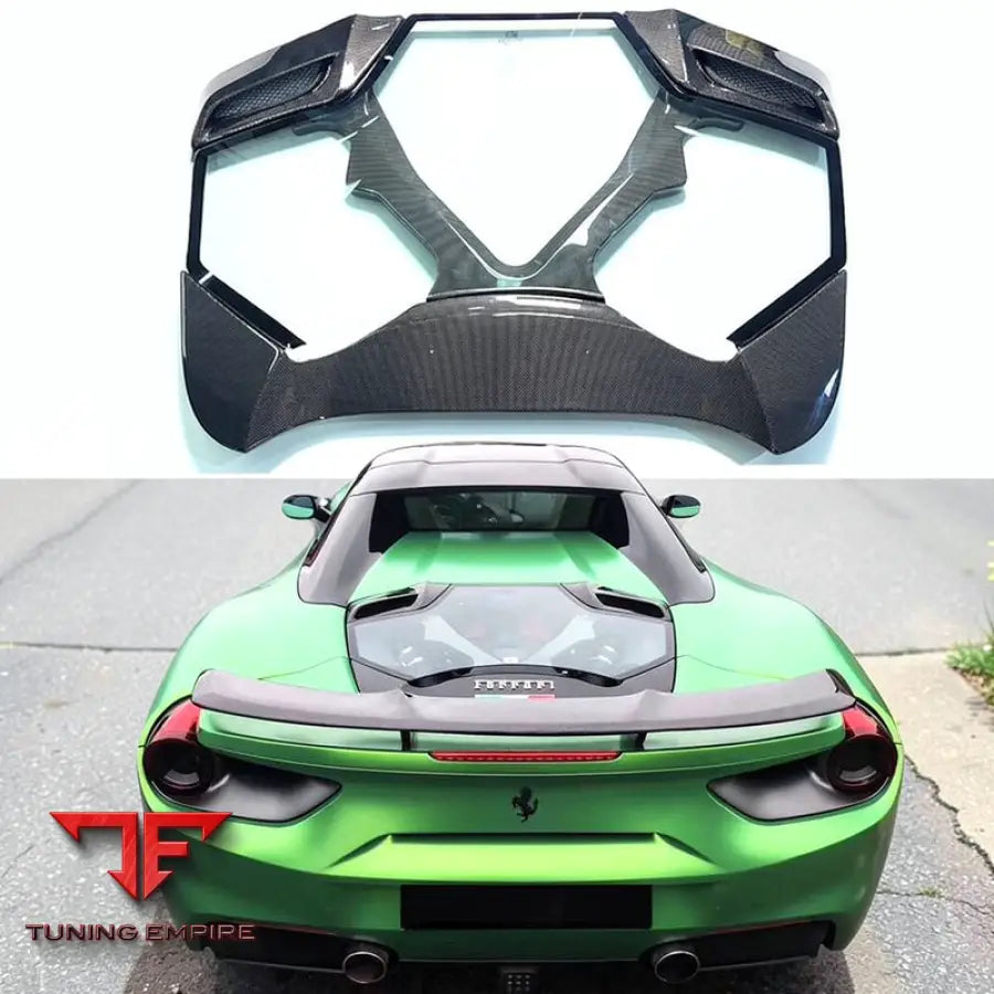 FERRARI 488 SPIDER CARBON FIBER REAR TRUNK ENGINE HOOD COVER BONNET WITH GLASS
