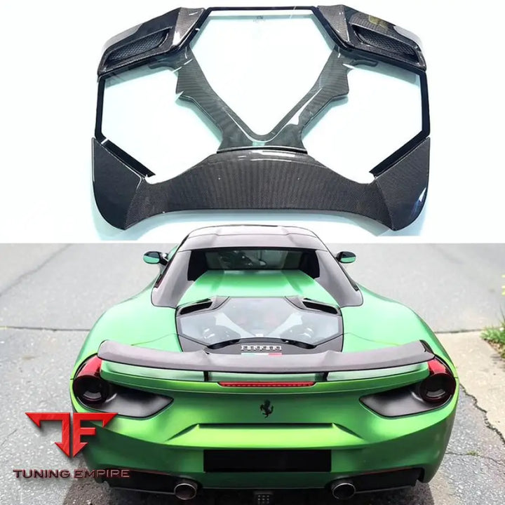 FERRARI 488 SPIDER CARBON FIBER REAR TRUNK ENGINE HOOD COVER BONNET WITH GLASS