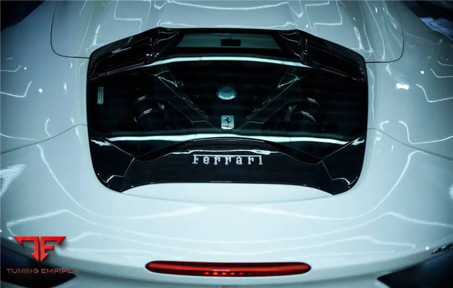 FERRARI 488 SPYDER 1X1 WEAVE DRY CARBON FIBER ENGINE HOOD WITH GLASS BSD