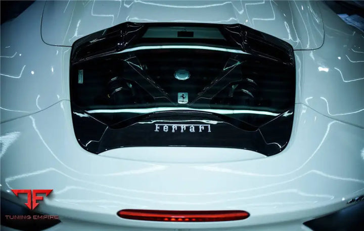 FERRARI 488 SPYDER 1X1 WEAVE DRY CARBON FIBER ENGINE HOOD WITH GLASS BSD