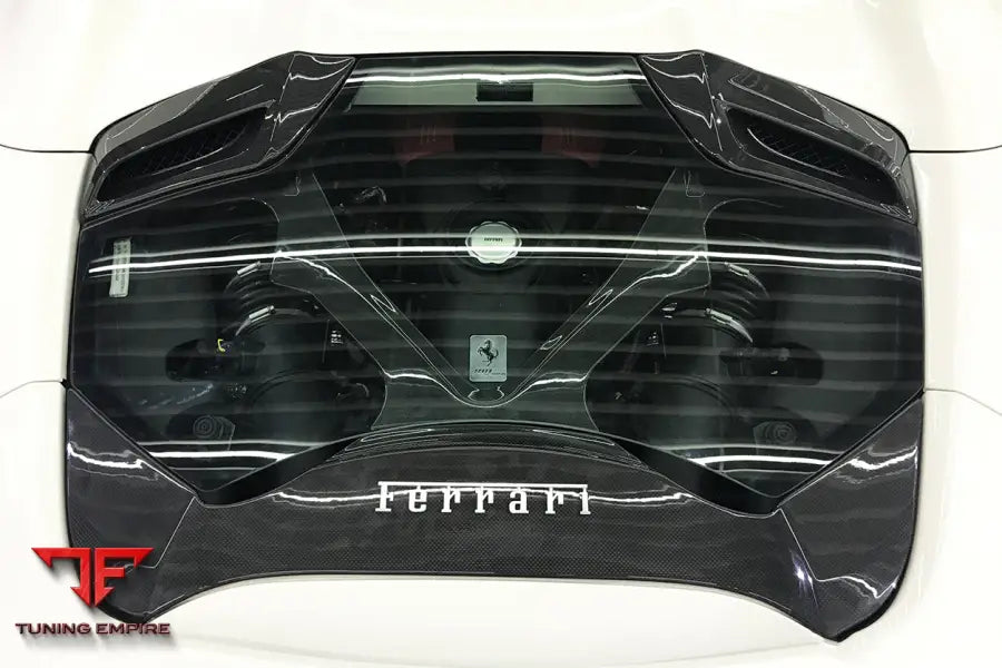 FERRARI 488 SPYDER DRY CARBON FIBER ENGINE HOOD WITH GLASS BSD