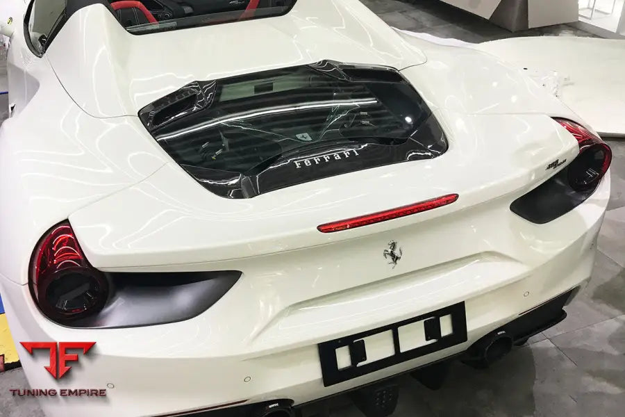 FERRARI 488 SPYDER DRY CARBON FIBER ENGINE HOOD WITH GLASS BSD