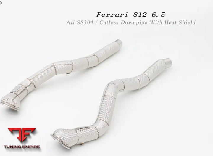 Ferrari 812 6.5 All Ss304 Catless Downpipe With Heat Shield Exhaust System