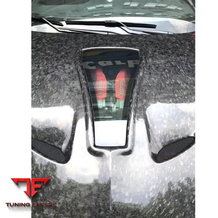 FERRARI CALIFORNIA T CARBON FIBER TRANSPARENT GLASS ENGINE HOOD COVER