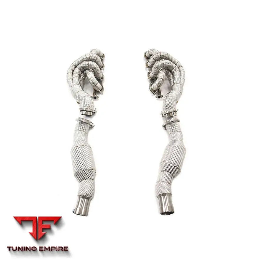 FERRARI F430 SC STAINLESS STEEL RAZOR EXHAUST DOWNPIPE HEADERS WITH HEAT SHIELD