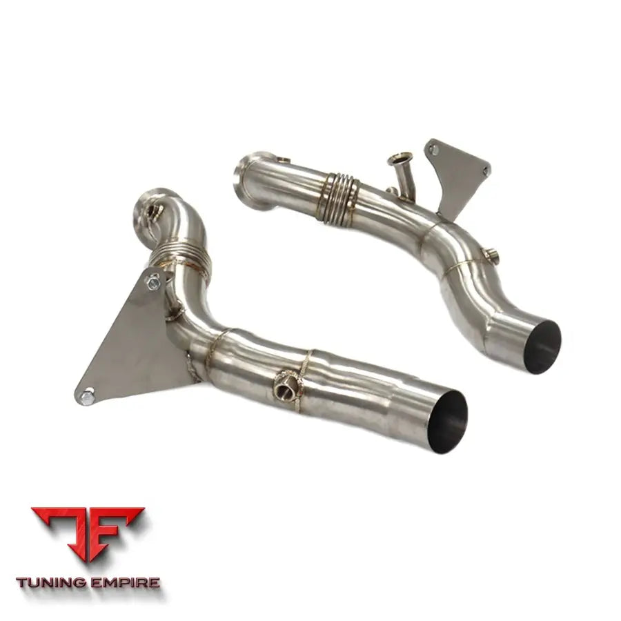 FERRARI F8 STAINLESS STEEL RAZOR EXHAUST DOWNPIPE WITHOUT HEAT SHIELD