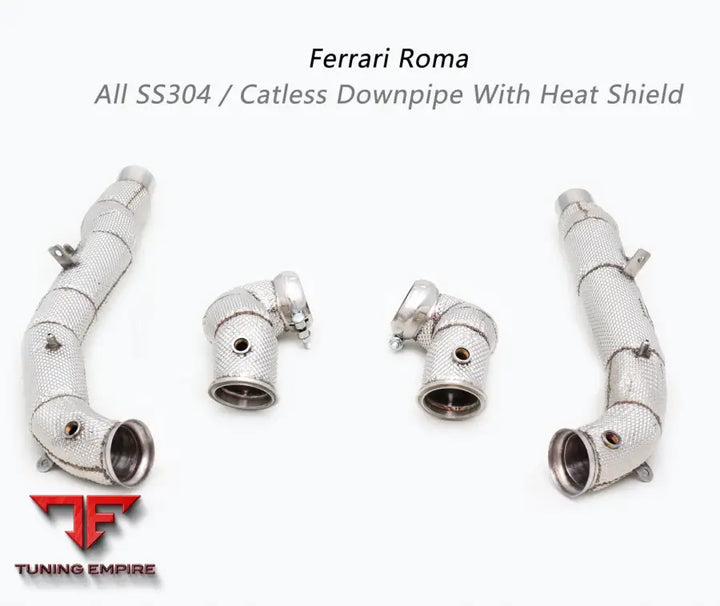 Ferrari Roma All Ss304 Catless Downpipe With Heat Shield Exhaust System