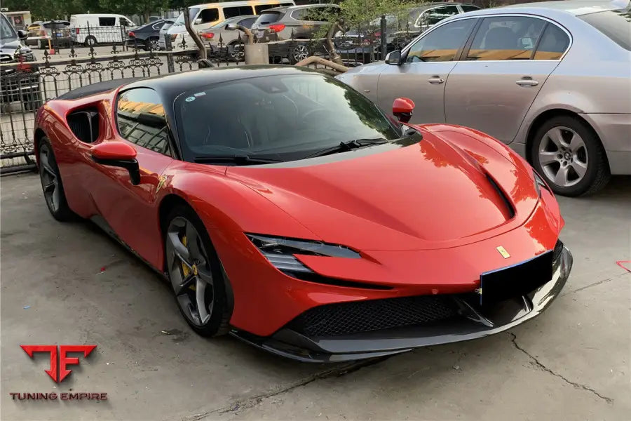 FERRARI SF90 STRADALE OE STYLE AUTOCLAVE CARBON FIBER FRONT BUMPER SIDE SPLITTER BSD