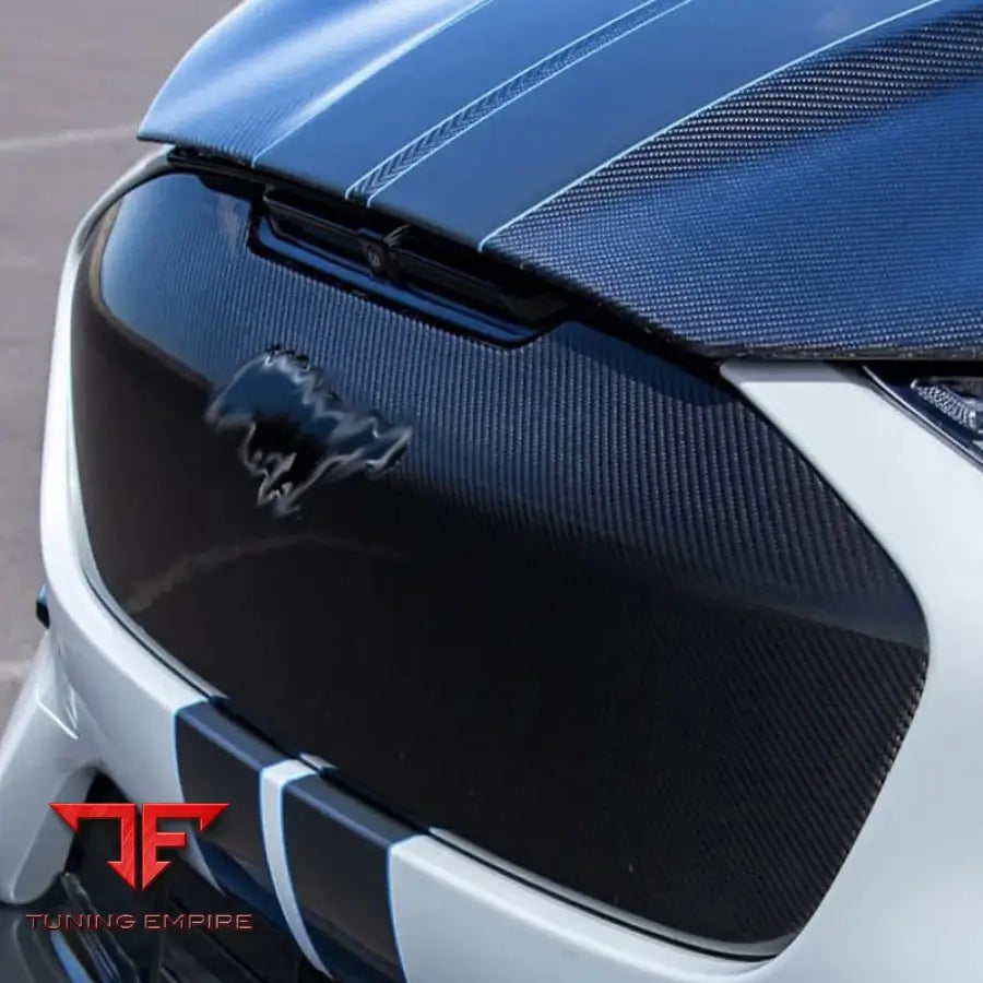 FORD MUSTANG MACH-E SHELBY STYLE CARBON FIBER FRONT GRILLE HOOD FACE MASK