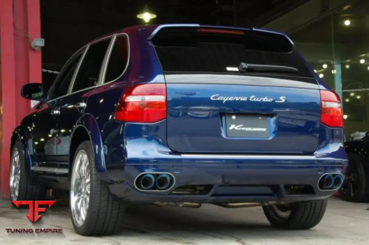 KREISSIEG PORSCHE 957 CAYENNE TITANIUM FLOATING CURL TAIL & SAND BLAST “KSG” LOGO MARK WITH CAT-BACK F1 SOUND VALVETRONIC EXHAUST SYSTEM