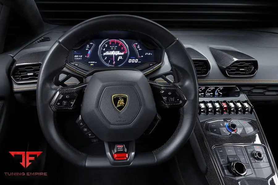 LAMBORGHINI HURACAN LP610 & LP580 & EVO OEM STYLE AUTOCLAVE CARBON FIBER CENTER STEERING WHEEL TRIM BSD